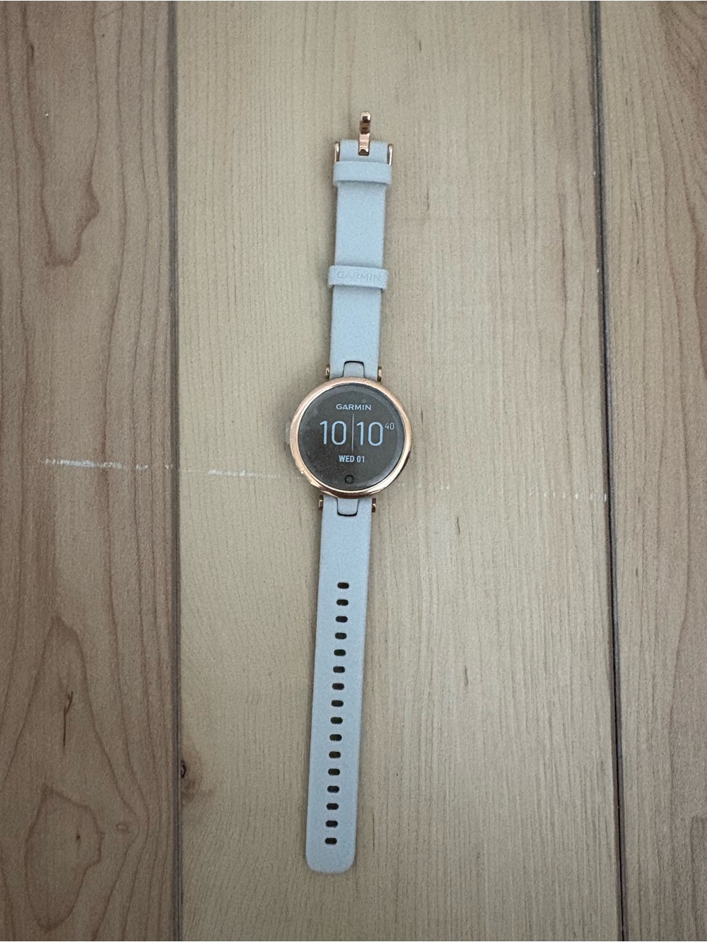 garmin Rose Gold Case Smartwatch with Light Gray Silicone Band